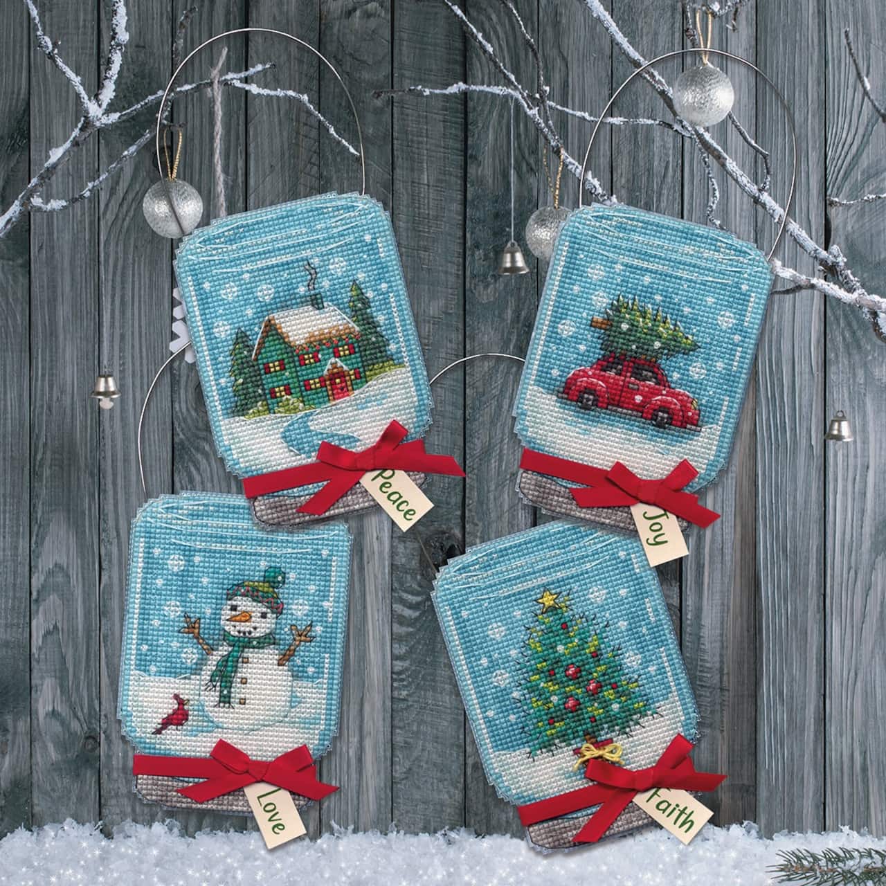 Dimensions® Christmas Jar Ornaments Set Counted Cross Stitch Kit